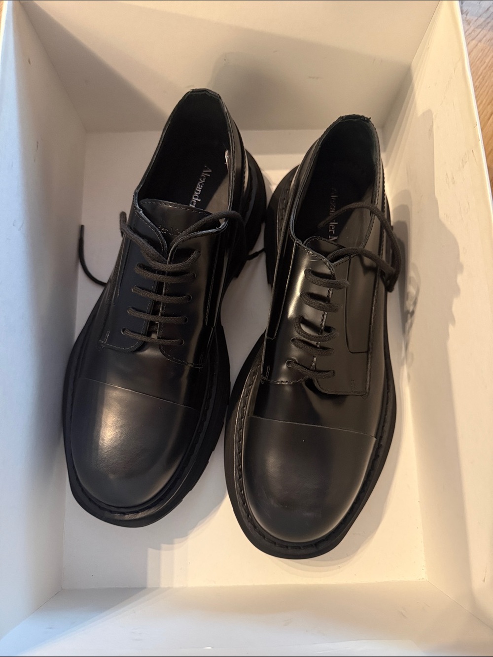 Alexander McQueen Black Men Leather Derby Shoes